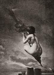 The Witch on Her Broomstick (after a work by L.R. Falero)