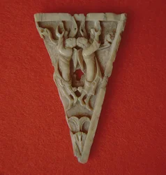 Triangular ivory panel depicting two angels, c.1000