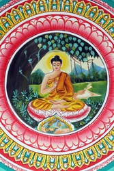 Painting depicting the life story of Shakyamuni Buddha, Wat Inpeng, Vientiane, Laos