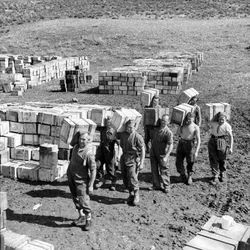 A Compo Ration Dump and Men Carrying More Supplies to It, March 1943
