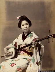 A geisha playing the shamisen