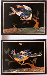 A Pair of Florentine Pietra Dura Panels Depicting Birds