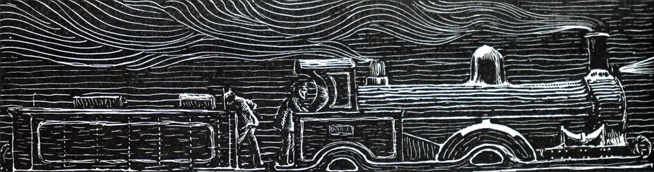A train driving at night