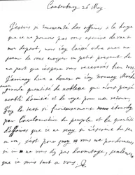 Affectionate letter from Charles II to his sister, Henrietta Anne, written in French at Canterbury, the day after his arrival at Dover, 26 May
