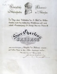 Babbage Honorary Diploma Awarded to Charles Babbage