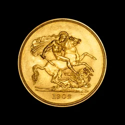 British Coin depicting St. George and the Dragon