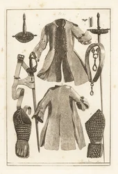Buff Coat, Buff Belt, Gilt-silver Sword Hilt, Buff Arm-piece and Glove, Toledo Sword, Blade and Scabbard, and Hilt