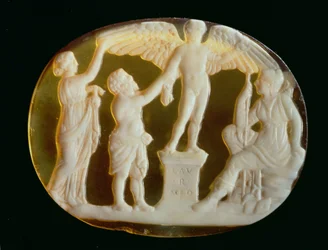 Cameo of Icarus and Daedalus with Persephone and Artemis