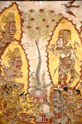 Ceiling Paintings in the Royal Palace; Gods and Demons; Kerta Gosa; Taman Gili Palace; Klungkung; Semarapura; Bali; Indonesia; Southeast Asia; Asia