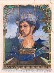 Ceramic tile painting on Casa del Rey Moro, the House of the Moorish King, Ronda, Malaga Province, Spain