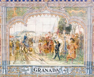 Ceramic Tiles in the Plaza de España Depicting King Boabdil