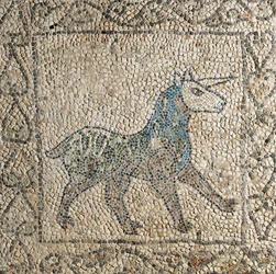 Fourth Crusade, Fragments of mosaic floors representing unicorn