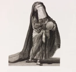 Close-up Illustration of a Woman in a Red Silk Dress