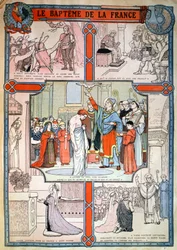 Clovis christening by Saint Remi in Reims, c. 1930