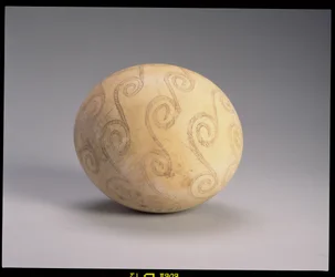Decorated ostrich egg, Egyptian, c.2nd millennium BC