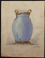 Design for an Oviform Blue Vase, House of Carl Faberge