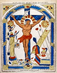 Dutch 19th century illustration showing the crucified Christ