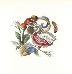 Elf flirting with a fairy on a rose bloom