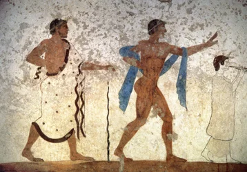 Ephebos Youth Preceded by a Musician and a Master of Ceremonies, from The Tomb of the Diver