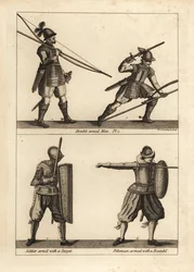 Exercise of the double-armed man with bow and pike