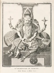 Fourth incarnation of Vishnu, half-man and half-lion