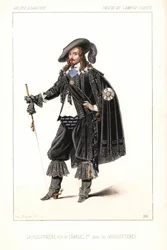 French actor Louis Lacressonniere as King Charles I in Les Mousquetaires, Theatre de l