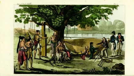 French Officers at a Boatyard Near Kupang, Timor