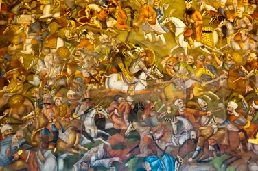 Fresco; Battle of Chaldiran against the Ottoman Sultan Selim I; 1514; Chehel Sotoun; Forty Pillars Palace; Isfahan; Iran; Asia