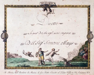 Frontispiece of duetto Se quel dio che agli astri impera by Giovanni Simone Mayr