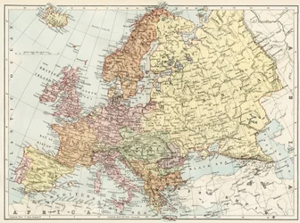 Geographic Map of Europe in the 1870s