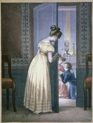 Girl Listening to Private Talk of Two Lovers, c.1820