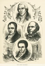 Great Engineers And Inventors: James Watt, John Ericsson, Robert Fulton, Richard Trevithick, c.1880