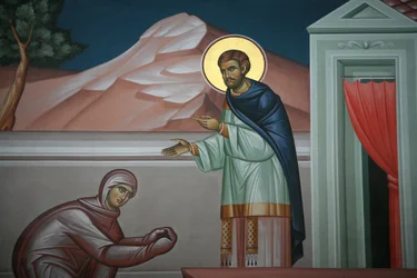 Greek Orthodox icon depicting Christ appearing before Mary Magdalene, Thessaloniki, Greece