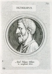 HOMER (9th century BC). Greek writer (engraving)