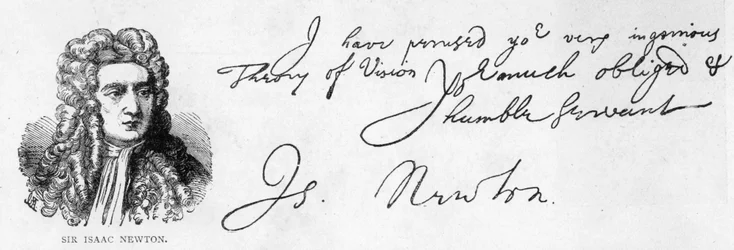 Handwriting and signature of Sir Isaac Newton from a letter to William Briggs, M.D., written from Trinity College, Cambridge, 20 June