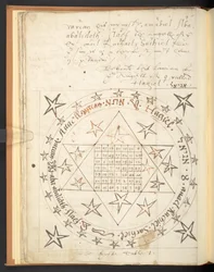 Harley 2267, f.12v, A sixteenth-century magic figure for love (vellum)