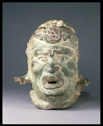 Head of a Guardian Figure, from the Entrance of a Tomb or Temple, Possibly a `Dvarapala