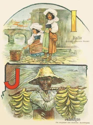 I J: Italy, Jamaica - ABC of Two Worlds. Emile Guerin, publisher, Paris, circa 1900.