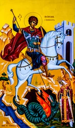 Icon of Saint George, Moni Karydi, Crete, Vamos, Crete, Greece, Europe