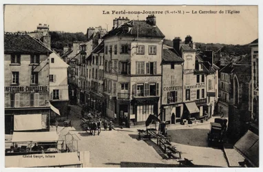 Ile de France, Seine et Marne (77), Ferte-sous-Jouarre: the crossroads of the Church - Postcard late 19th-beginning 20th century