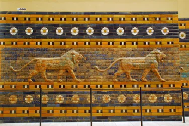 Ishtar Gate Originally Belonging to the Temple of Bel, Built in Babylon by King Nebuchadnezzar II - Ishtar Gate Processional Way, Pergamon Museum, Museum Island, Berlin, Germany