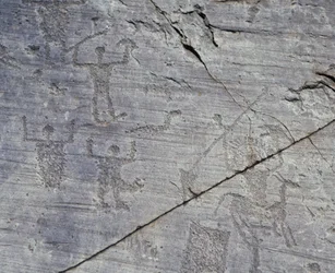 Close-up of Rock Drawings in Naquane National Park, Valcamonica, Lombardy Region, Italy