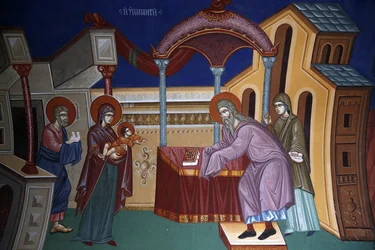 Kykkos Monastery, Cyprus: Fresco depicting the Presentation of Jesus at the Temple, Pedoulas, Cyprus