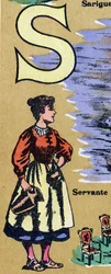 Letter S as a maid. Illustrated alphabet. Imageries reunited in Jarville-Nancy, beginning of the 20th century
