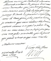 Letter from Louis XIV to Mary of Modena, congratulating her on the birth of a prince, James Edward, Prince of Wales