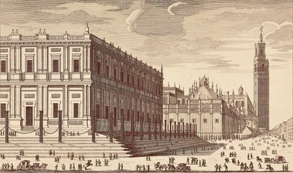 Lonja de Comercio and a Partial View of Seville