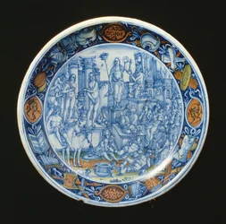Maiolica plate decorated with the allegory of Diana, goddess of the moon, Italian