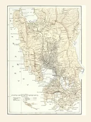 Map of Manila, Philippines and the seat of war during the Spanish-American War of 1898