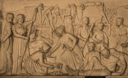 Marble relief with the story of the Boer trek, Voortrekker Monument in honour of the Boers, capital Pretoria, Tshwane, South Africa, Pretoria, Africa