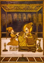 Miniature painting, Meherangarh Fort, Jodhpur, Rajasthan, India, Asia